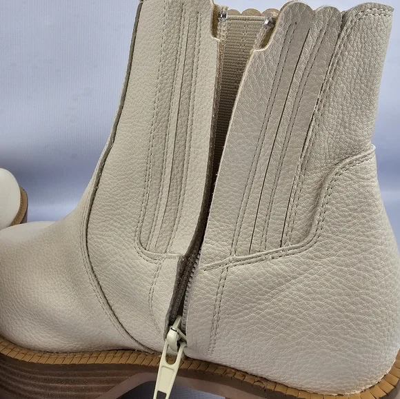 Oasis Society Aubrey Platform Vegan Leather Paneled Zip Boots Cream 7 - Picture 7 of 14